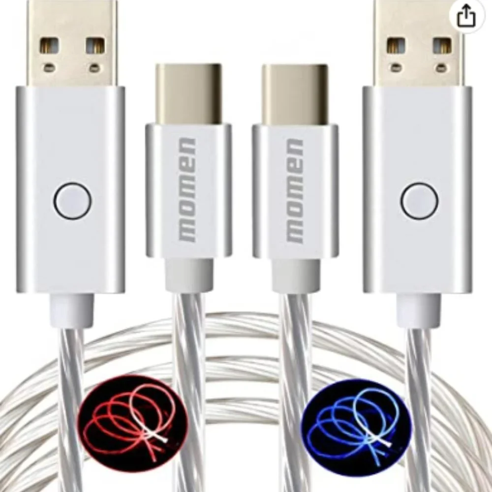 2 pack 6ft. LED USB type C charging cables-(video link that shows modes)